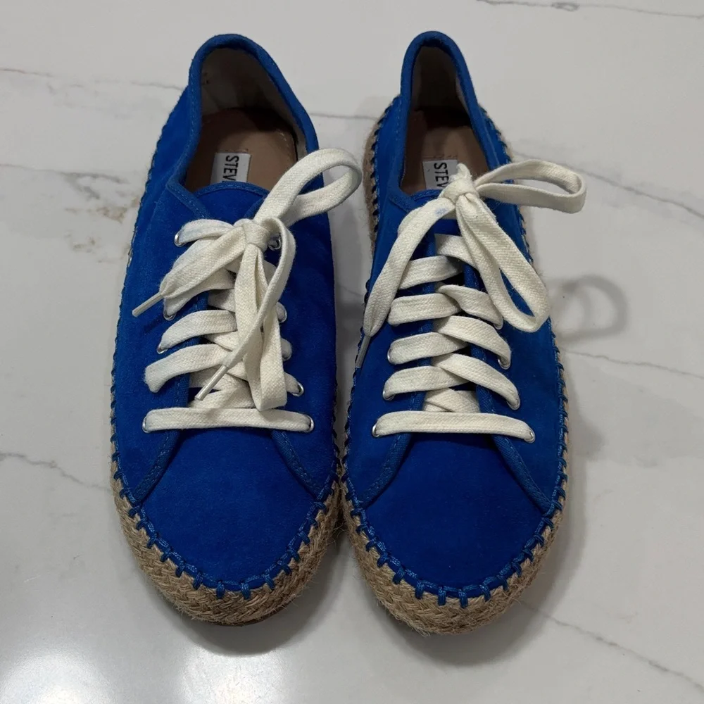 Blue Canvas Espadrille Sneaker with White Laces